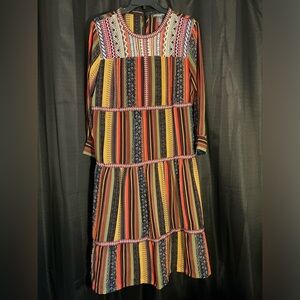 Chelsea & Theodore Red Orange Sundress with Bishop Sleeves